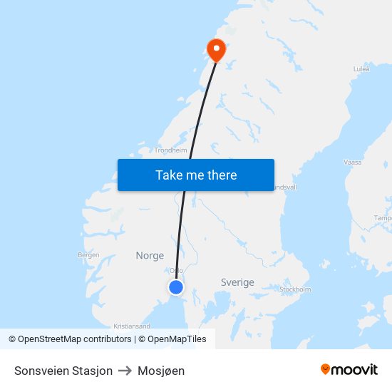 Sonsveien Stasjon to Mosjøen map