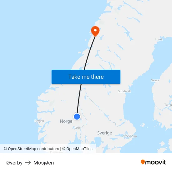 Øverby to Mosjøen map