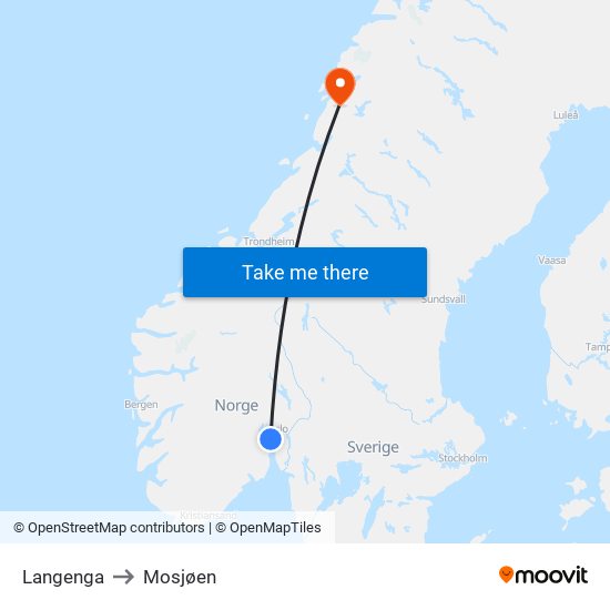 Langenga to Mosjøen map