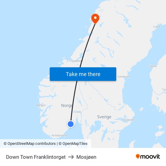 Down Town Franklintorget to Mosjøen map