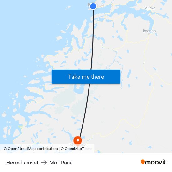 Herredshuset to Mo i Rana map