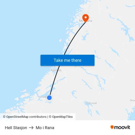 Hell Stasjon to Mo i Rana map