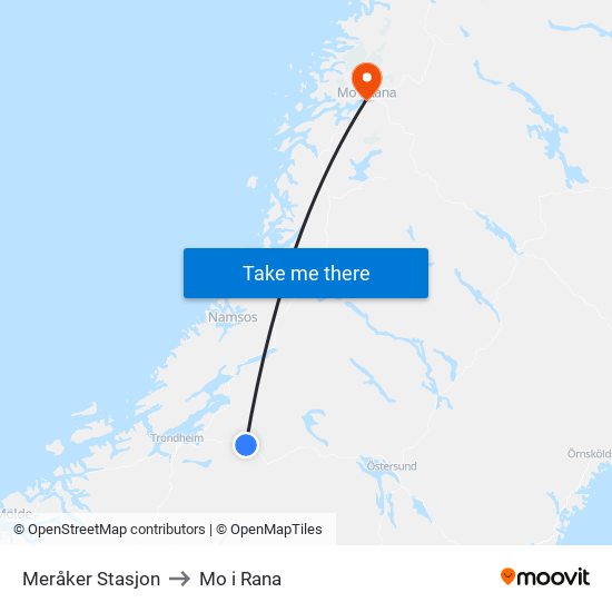 Meråker Stasjon to Mo i Rana map