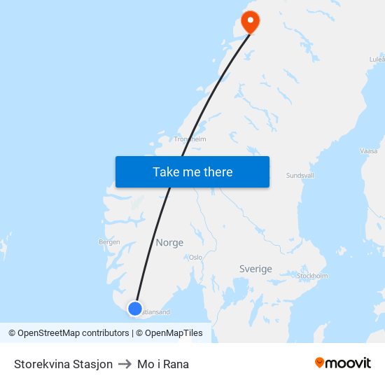 Storekvina Stasjon to Mo i Rana map