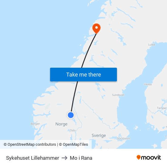 Sykehuset Lillehammer to Mo i Rana map