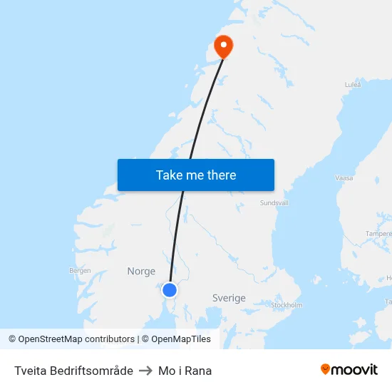 Tveita Bedriftsområde to Mo i Rana map