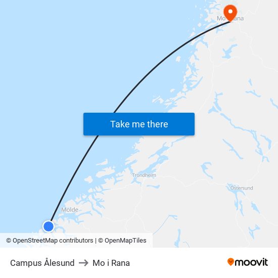 Campus Ålesund to Mo i Rana map