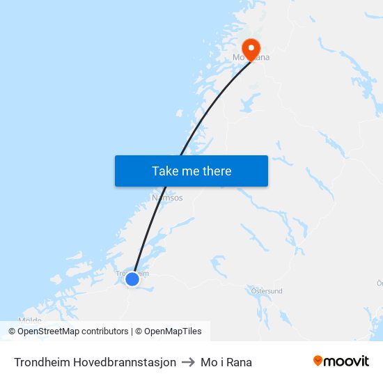 Trondheim Hovedbrannstasjon to Mo i Rana map