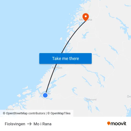 Fiolsvingen to Mo i Rana map