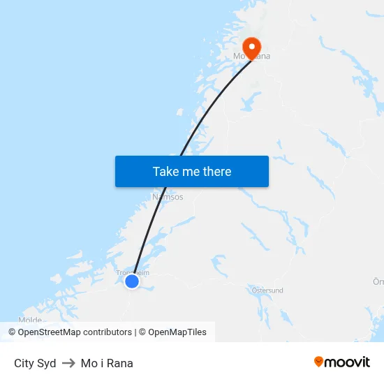 City Syd to Mo i Rana map