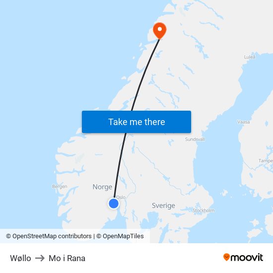 Wøllo to Mo i Rana map