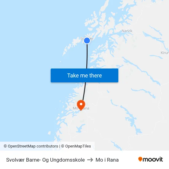 Svolvær Barne- Og Ungdomsskole to Mo i Rana map