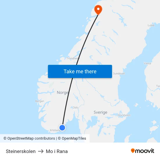 Steinerskolen to Mo i Rana map