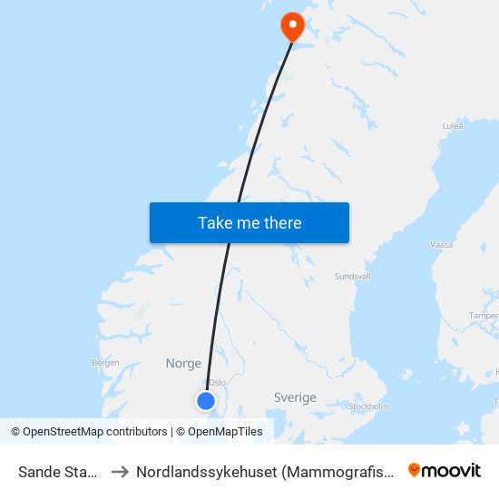 Sande Stasjon to Nordlandssykehuset (Mammografisenteret) map