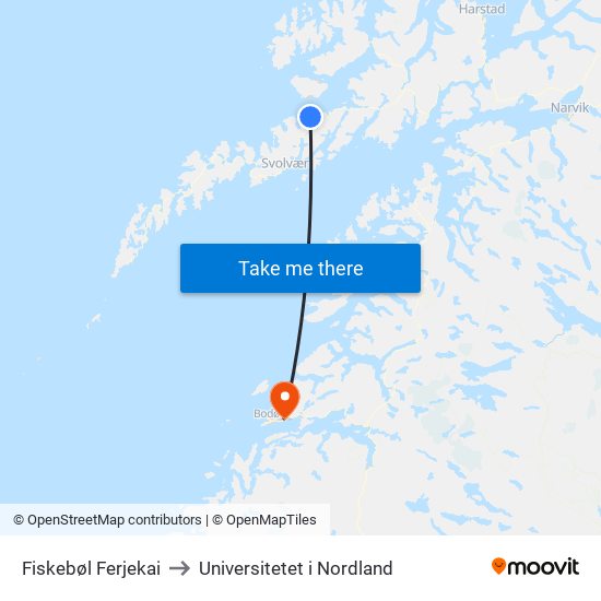 Fiskebøl Ferjekai to Universitetet i Nordland map