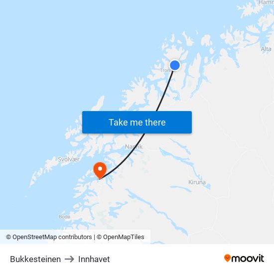 Bukkesteinen to Innhavet map