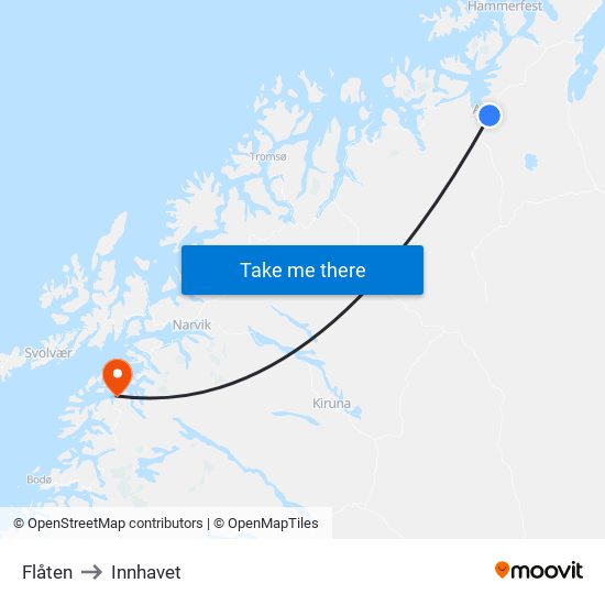 Flåten to Innhavet map