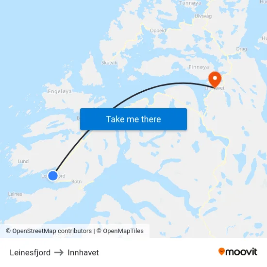 Leinesfjord to Innhavet map