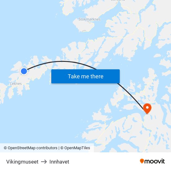 Vikingmuseet to Innhavet map