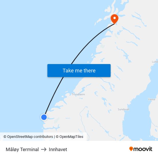 Måløy Terminal to Innhavet map