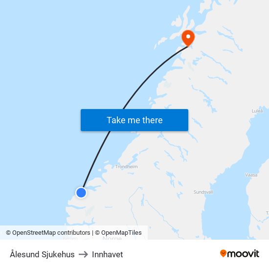 Ålesund Sjukehus to Innhavet map