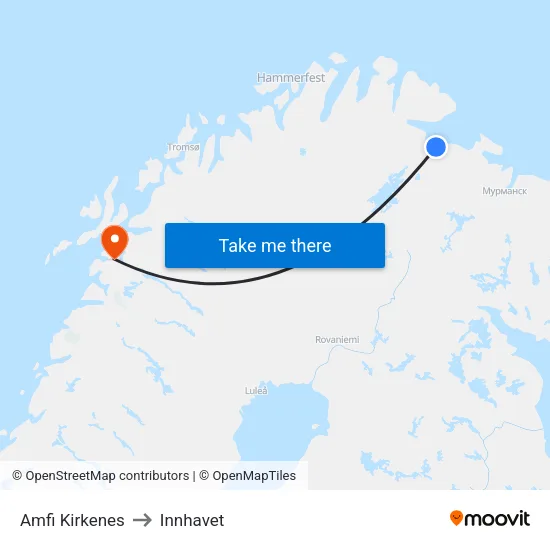 Amfi Kirkenes to Innhavet map