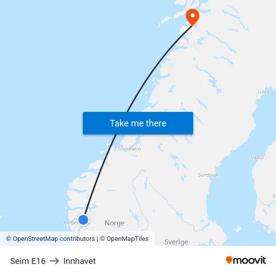 Seim E16 to Innhavet map