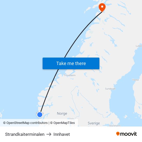 Strandkaiterminalen to Innhavet map