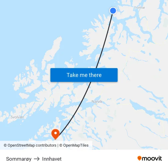 Sommarøy to Innhavet map
