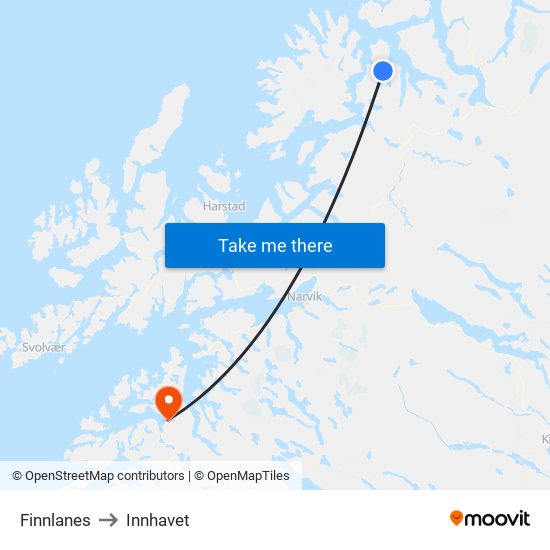 Finnlanes to Innhavet map