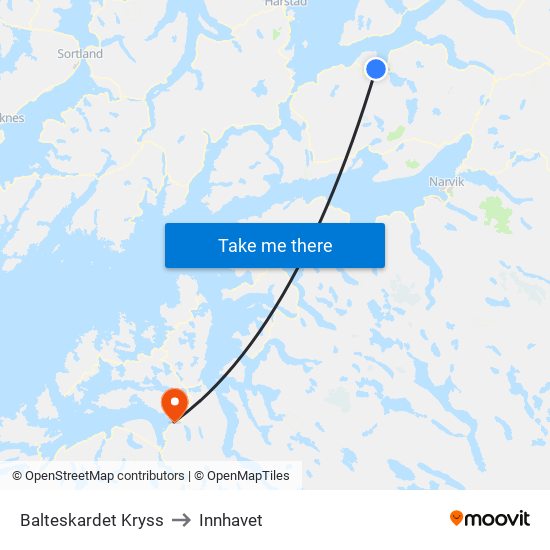 Balteskardet Kryss to Innhavet map