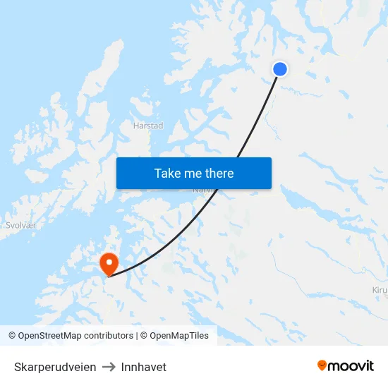 Skarperudveien to Innhavet map