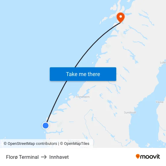 Florø Terminal to Innhavet map