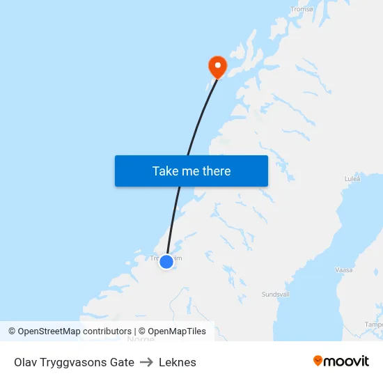 Olav Tryggvasons Gate to Leknes map