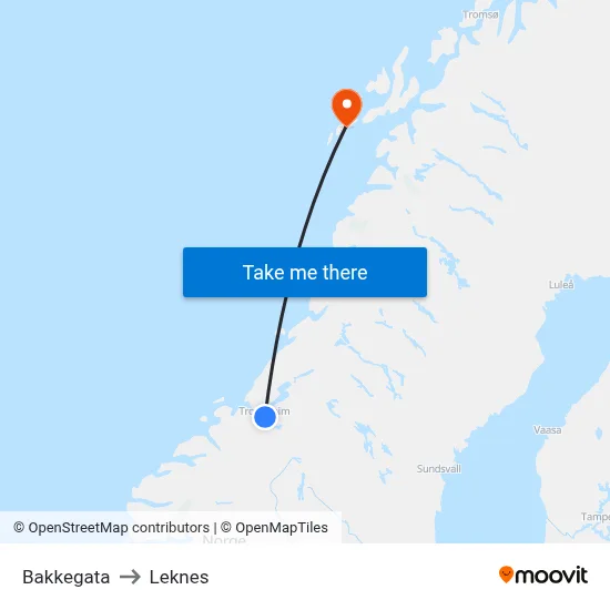 Bakkegata to Leknes map