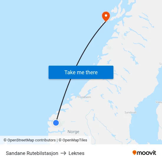 Sandane Rutebilstasjon to Leknes map