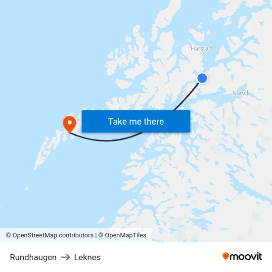 Rundhaugen to Leknes map