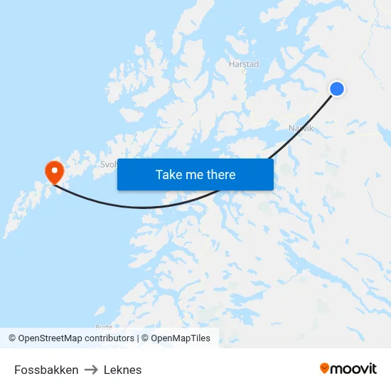 Fossbakken to Leknes map