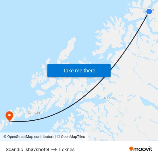 Scandic Ishavshotel to Leknes map