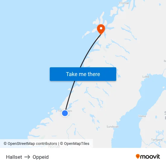 Hallset to Oppeid map