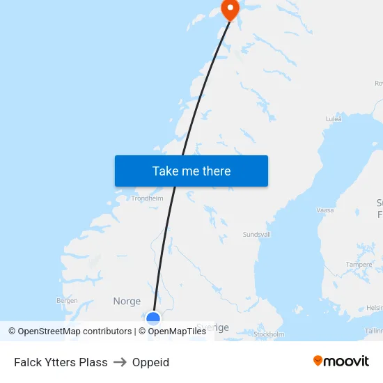 Falck Ytters Plass to Oppeid map