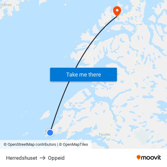 Herredshuset to Oppeid map