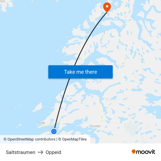Saltstraumen to Oppeid map
