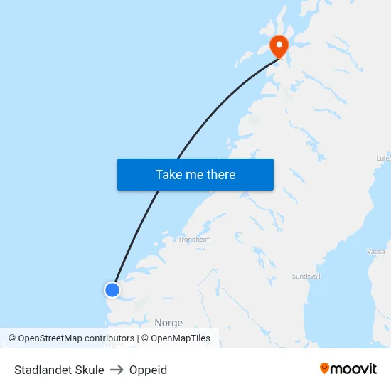 Stadlandet Skule to Oppeid map