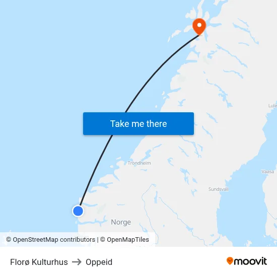 Florø Kulturhus to Oppeid map