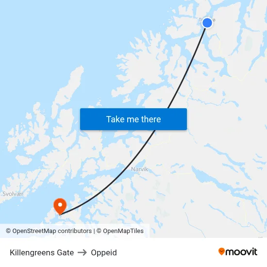 Killengreens Gate to Oppeid map