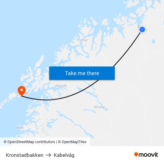 Kronstadbakken to Kabelvåg map