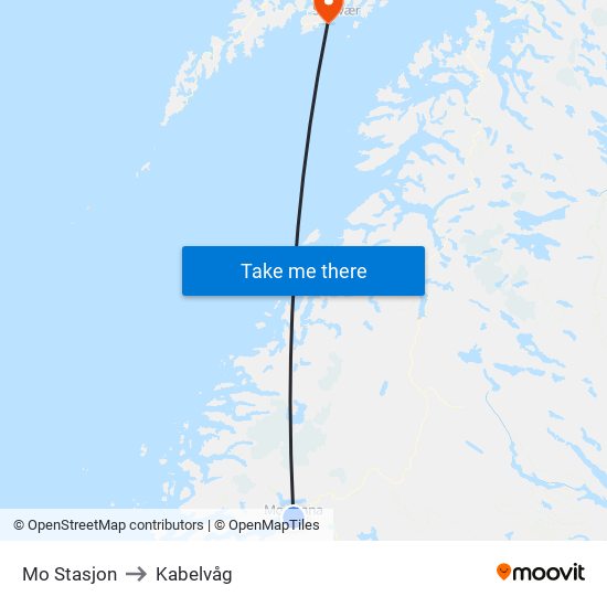 Mo Stasjon to Kabelvåg map