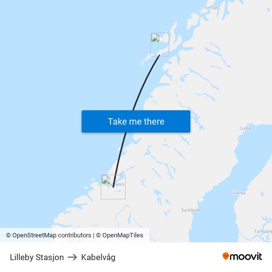 Lilleby Stasjon to Kabelvåg map