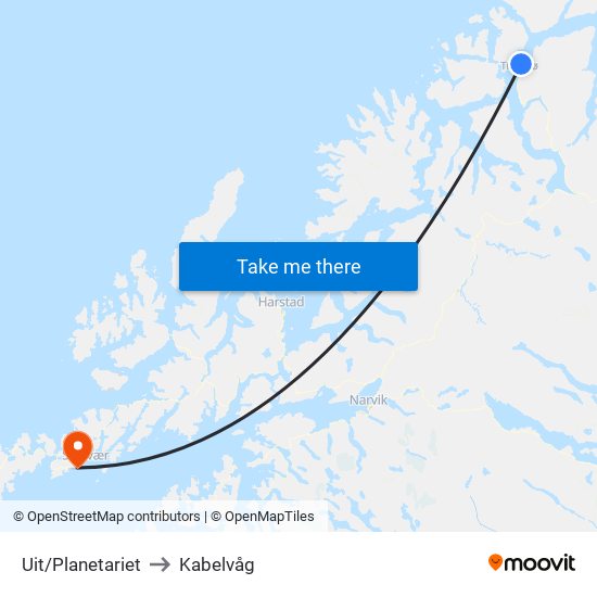 Uit/Planetariet to Kabelvåg map